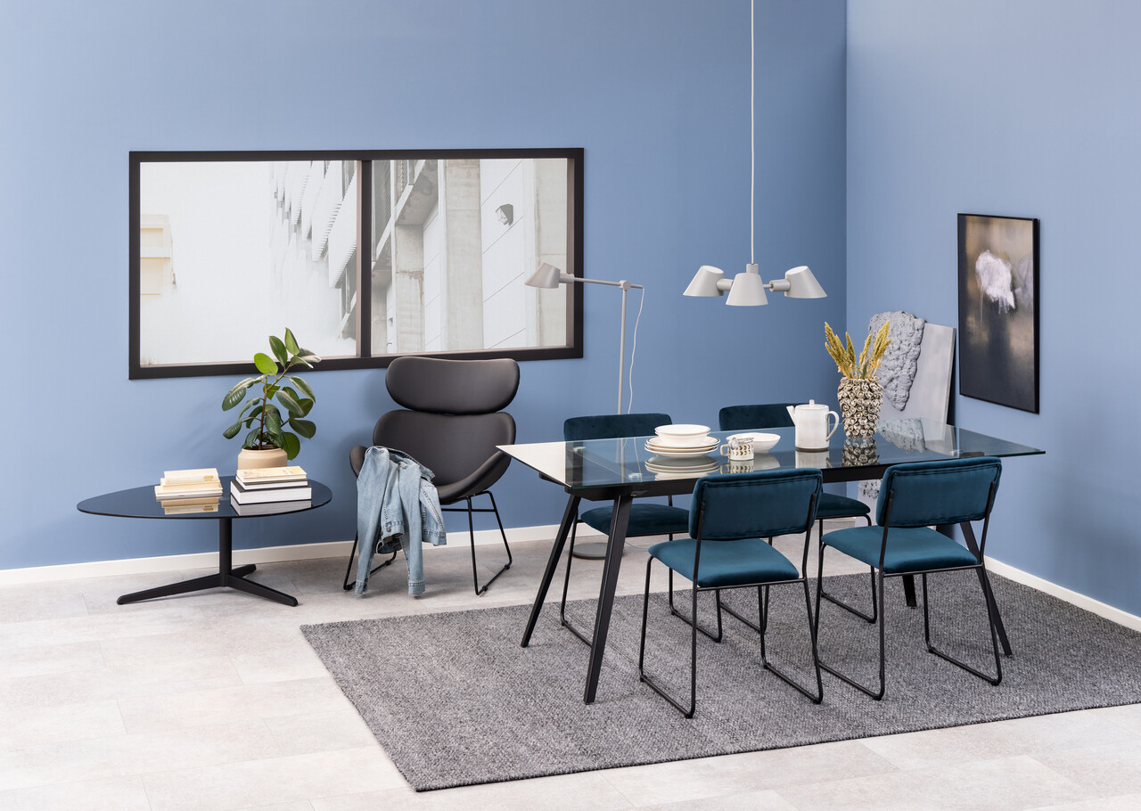 Scaun Cornelia, Actona, 50x53.5x80 cm, catifea/otel, bleumarin - view 3