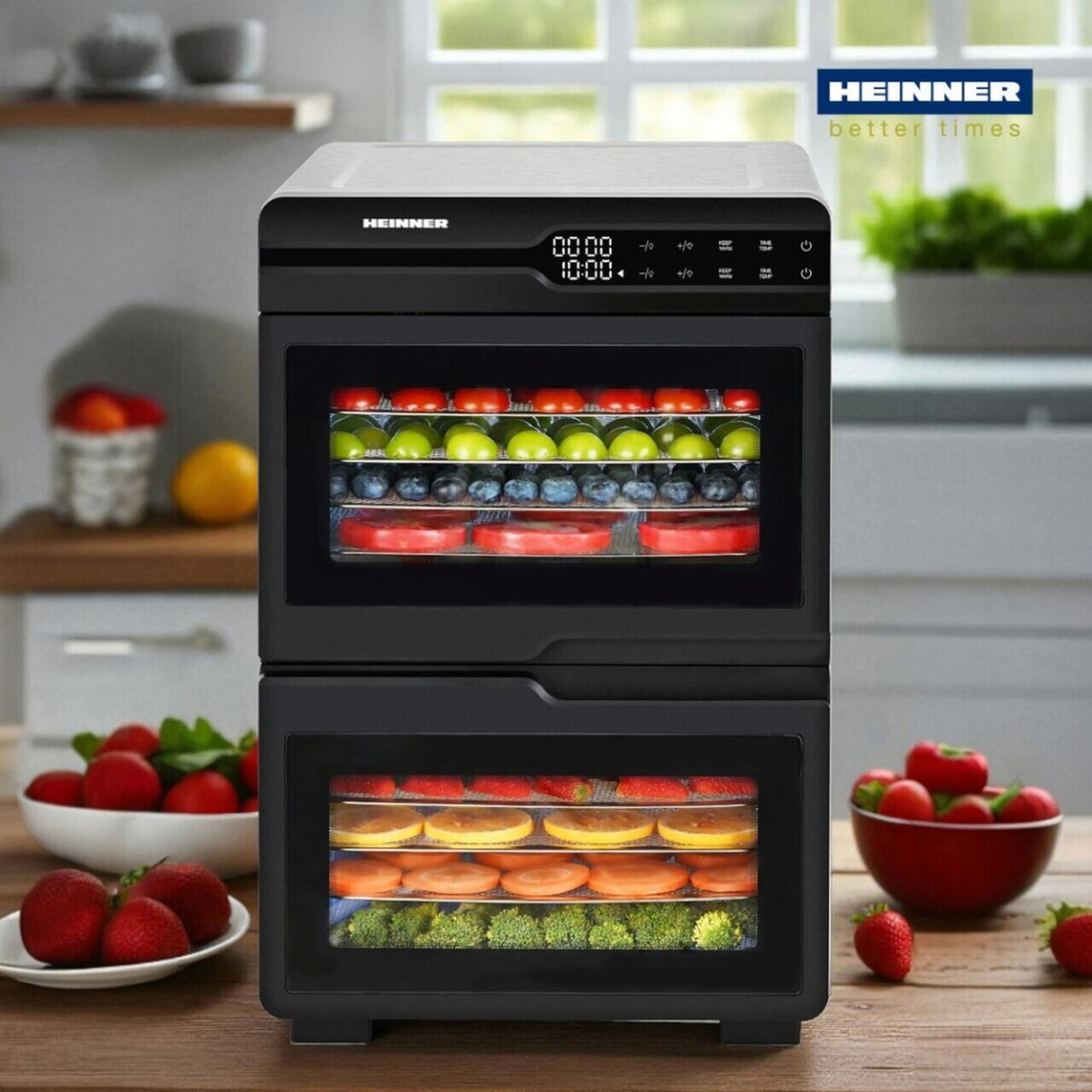 Deshidrator fructe si legume DualDry Pro, Heinner, 1000-1200W, argintiu/negru - view 2