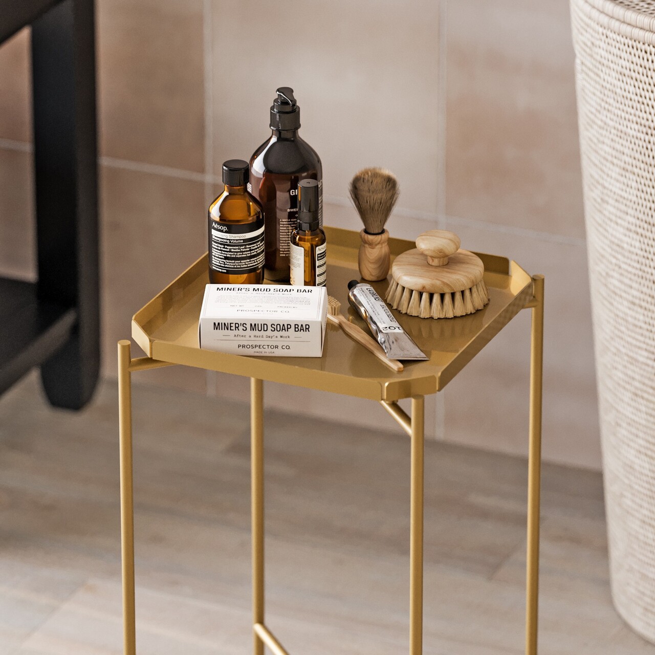 Masuta de cafea, Cerritos, Shb-008-A, 46x56x46 cm, Metal, Auriu - 2 | YEO