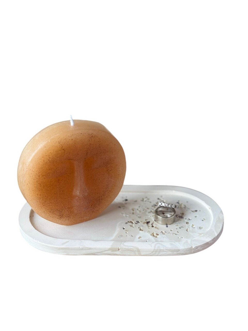 Set de lumanari, Glamour Candle 21ST, Beton, Bej/Alb