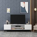 Comoda TV, Colman, Bloom, 160 x 37.4 x 47 cm, pal melaminat, alb