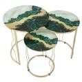 Set 3 masute Greeny, Mauro Ferretti, Ø 50x56 cm, fier/sticla, auriu