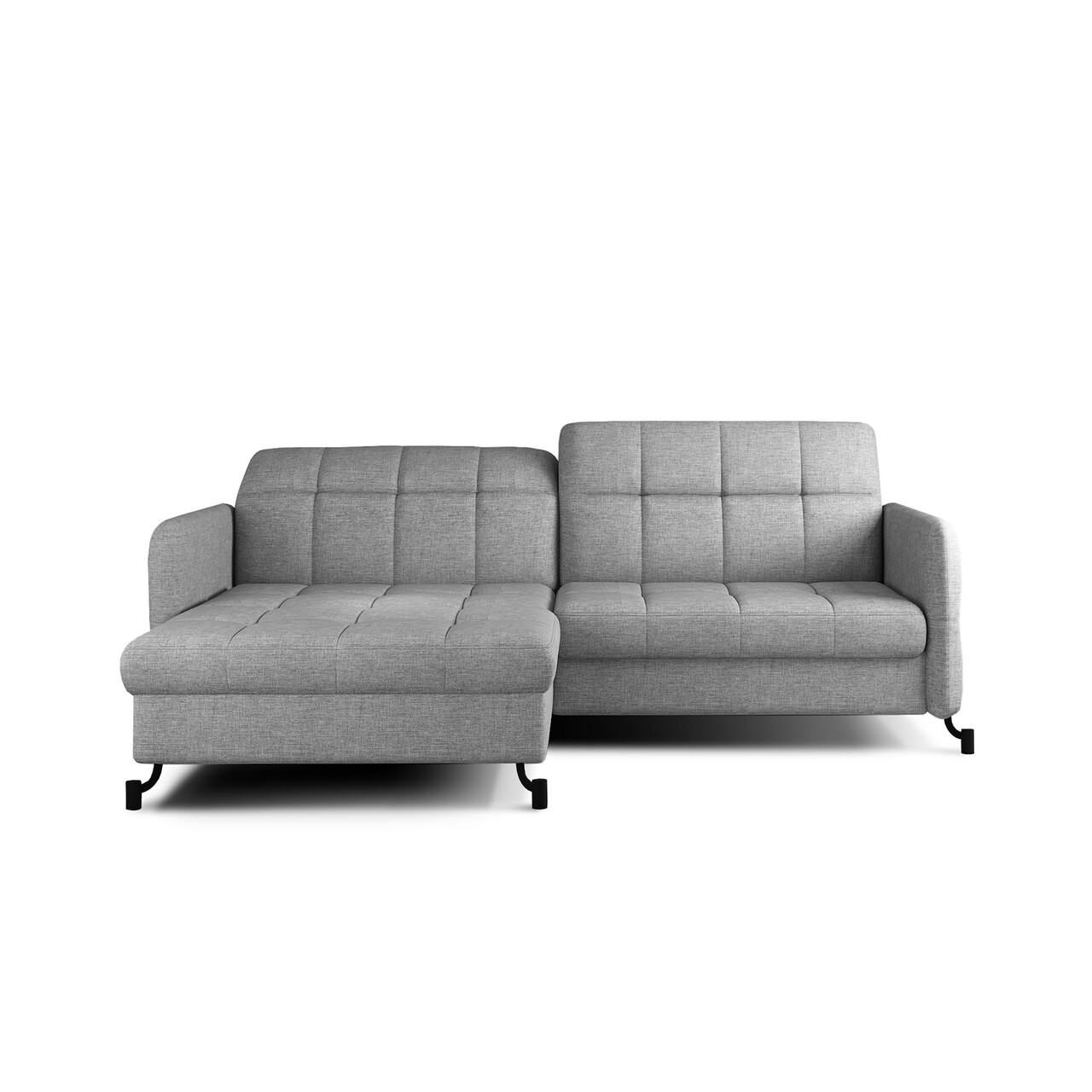Set coltar extensibil stanga 3 locuri si taburet ELTAP, Lor_LP_28, Lorelle, 225x160x105 cm / 100x70x45 cm, lemn/poliester, gri deschis - view 2
