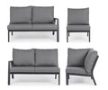 Set mobilier pentru gradina/terasa 4 piese Jacob, Bizzotto, tesatura ofelin/lemn de tec, gri carbune
