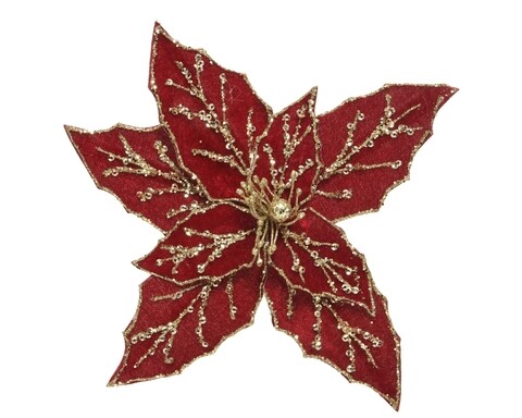 Decoratiune Poinsettia, Decoris, 20x5 cm, plastic, roz