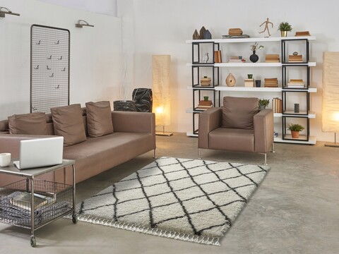 Covor, Samira 04 White, 200 x 290 cm, 100% poliester, alb/gri
