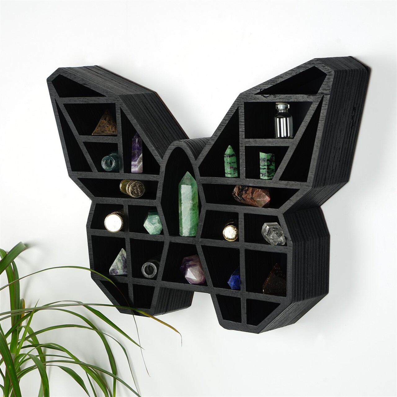 Raft de perete, Evila Originals, Cry007-S, 27x40x6 cm, Lemn masiv, Negru - 1 | YEO