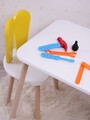 Set masa si scaun pentru copii, Bambini, Bunny One Chair Set, Galben/Alb