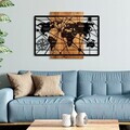 Decoratiune de perete, World Map 6-L, Dimensiuni: 70 x 96 cm, Nuc / Negru