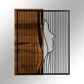 Decoratiune de perete, Esaret, lemn/metal, 48 x 58 cm, negru/maro