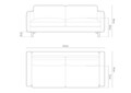 Canapea 3 locuri, Eden, Micadoni, 173x92x90 cm, catifea, gri beton