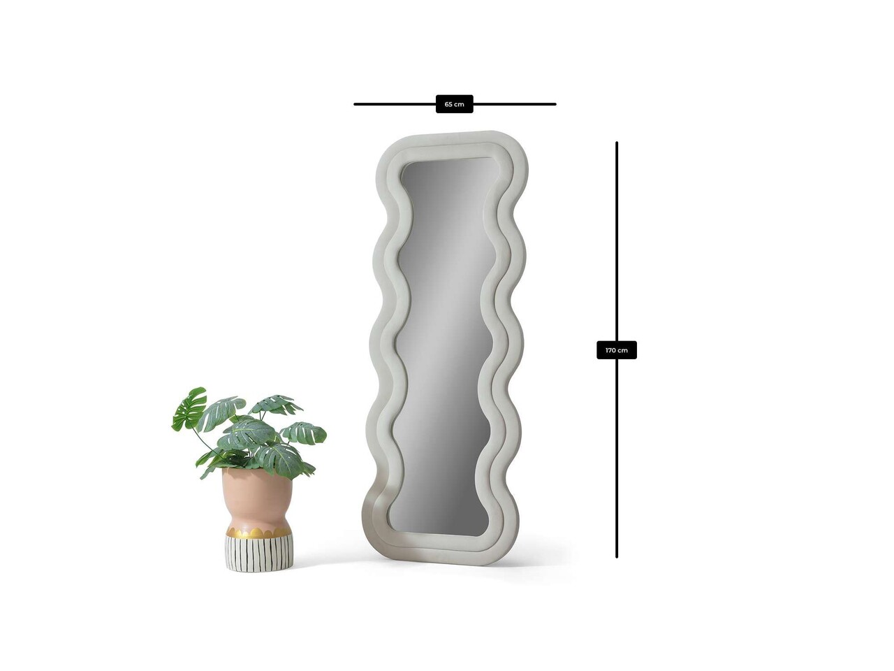 Oglinda Cheval, Hanah Home, Mundo Oval, 65x170 cm, MDF , Crem