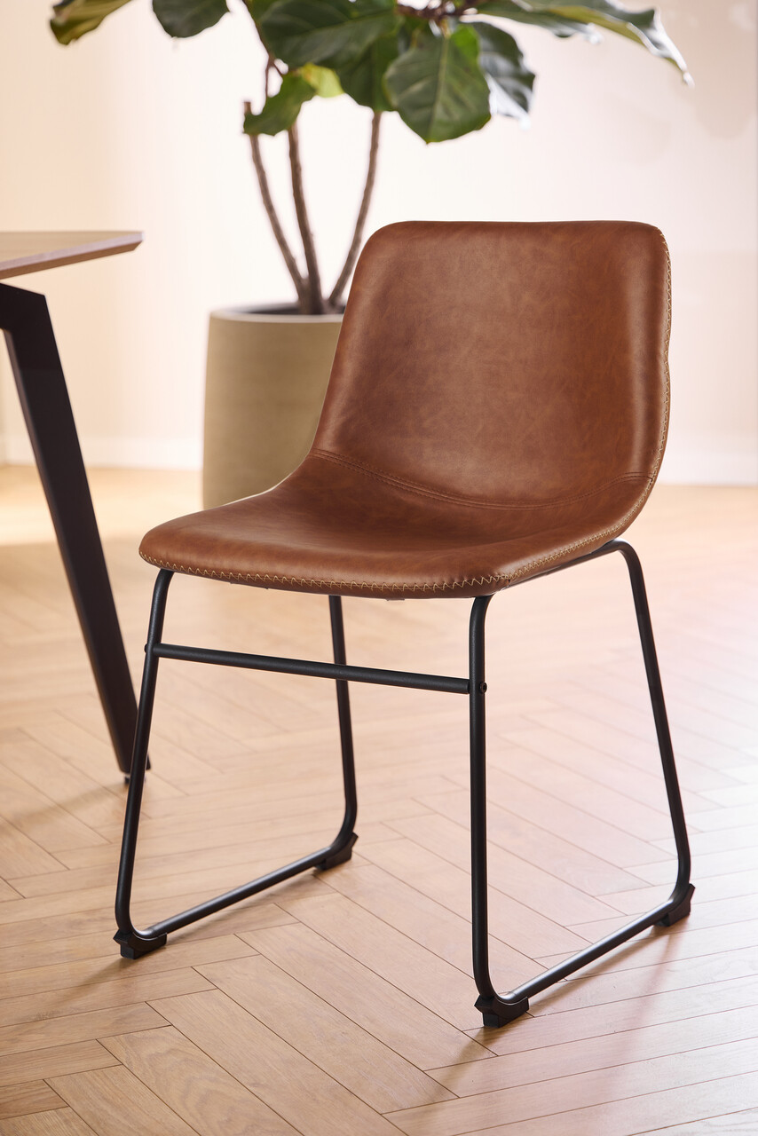 Scaun Oregon, Actona, 48x56x78.5 cm, piele ecologica/otel, brandy - view 6