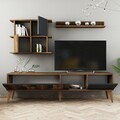 Comoda TV cu 2 rafturi, Hommy Craft, Madrid, pal melaminat, antracit