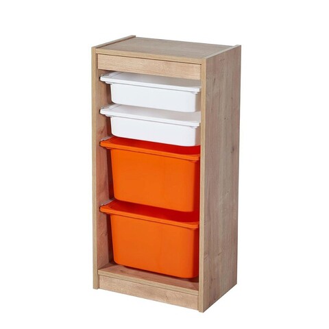 Dulap multifunctional, tuvalle, tuvalle 058, 31x46.8x94.6 cm, pal, alb / stejar / portocaliu