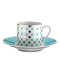 Set 6 cesti + 6 farfurii, Kutahya Porselen, RU12KT430769714, 50 ml, portelan, alb/turcoaz