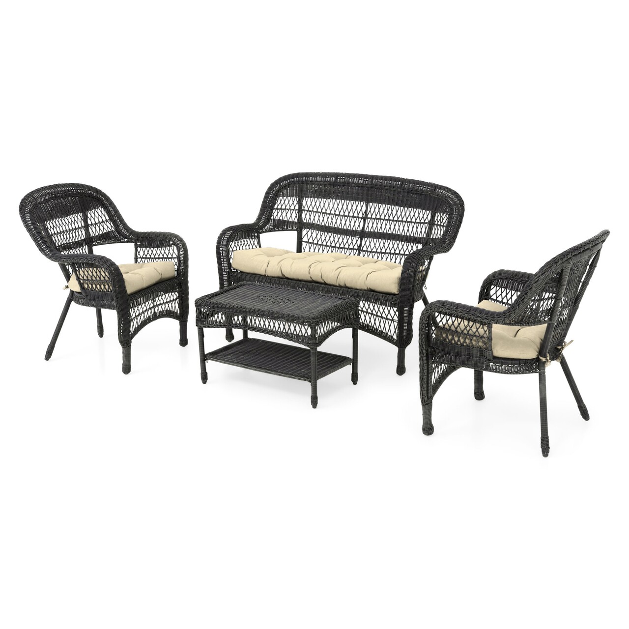 Set mobilier gradina/terasa, Barbara, 4 piese, otel, maro/bej - 2 | YEO