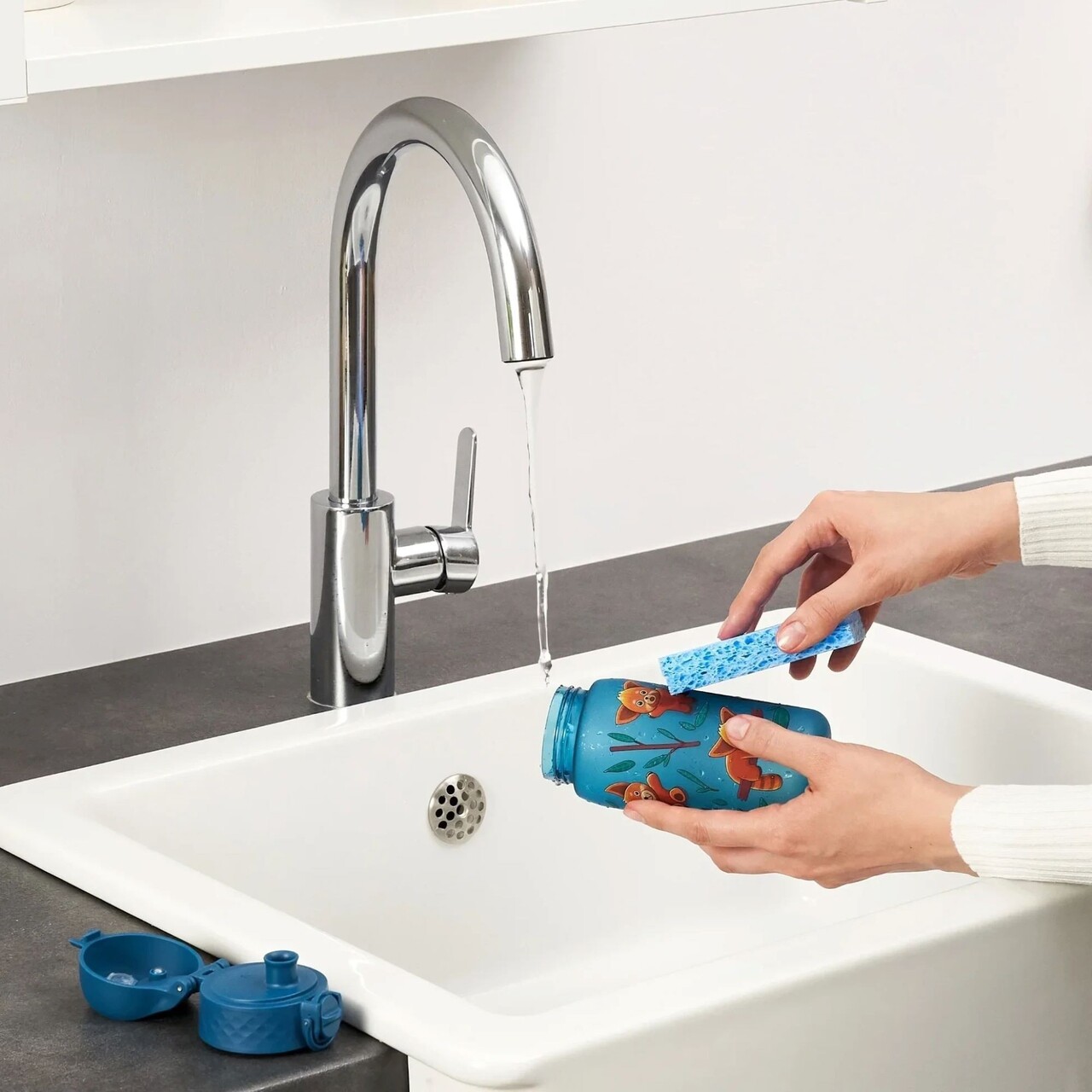 Sticla apa pentru copii, recyclon, 350ml, Red Pandas - Ion8 - imagine 11