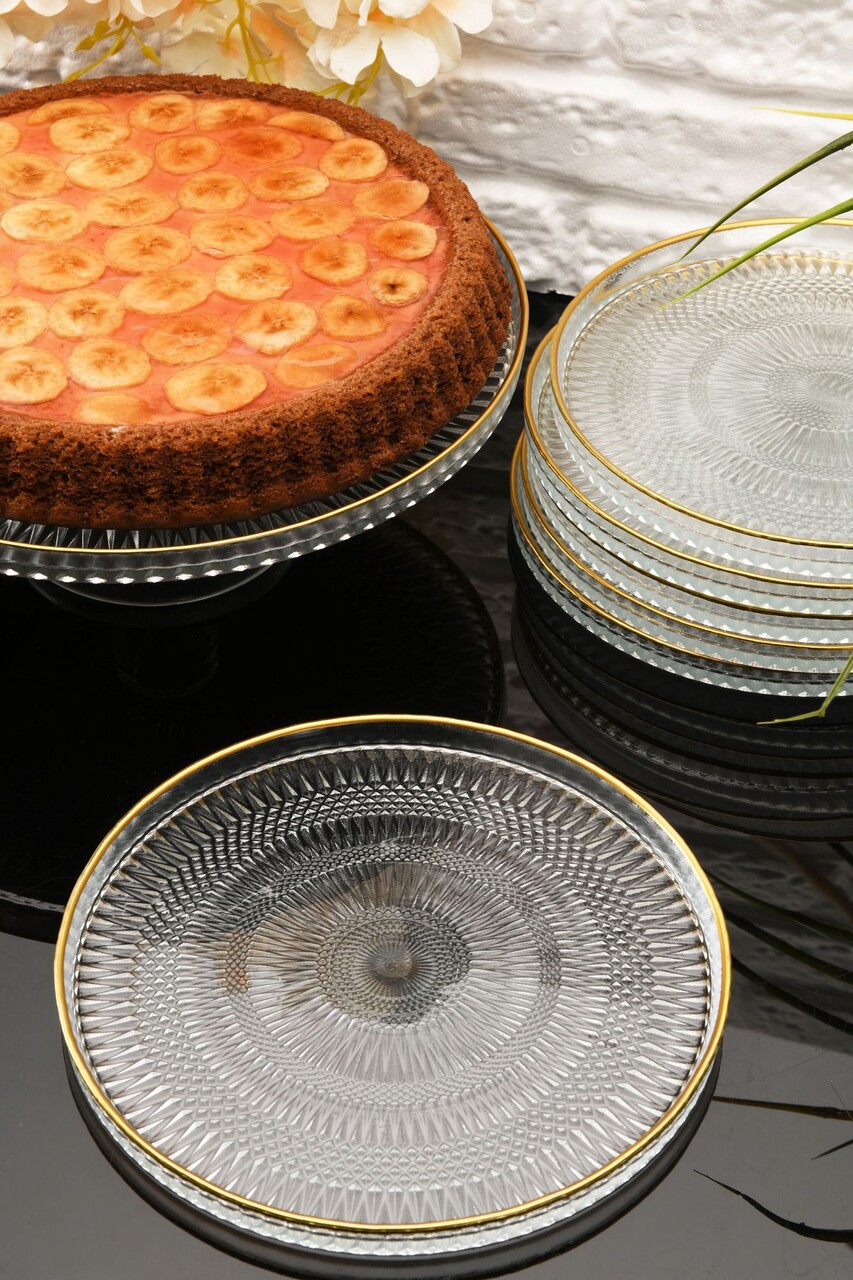 Set platouri servire desert, Hermia, 330SBL1103, Farfurie: 21 cm (6 bucăți), Transparent - imagine 3