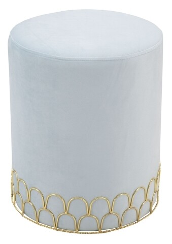 Taburet Ring, Mauro Ferretti, 35 x 42 cm, lemn de pin/fier/poliester, albastru deschis
