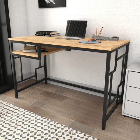 Birou, Retricy, Kennesaw, 120x60x74.8 cm, PAL, Negru / Stejar mezoni.ro