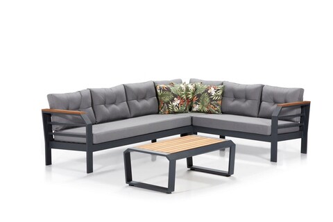 Set mobilier de gradina, clara, assento köşe gri, gri/negru