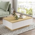 Masuta de cafea LV17-WK, Yardley, 90x60x31.6 cm, natural/alb