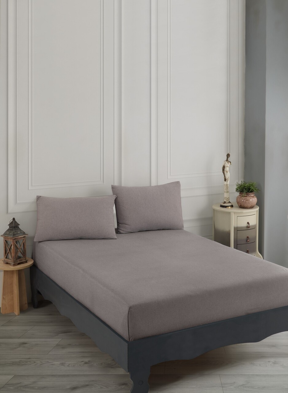 Set de pat pentru o persoana (cearceaf cu elastic si perna) 2 piese, Road Potlu - Brown, EnLora Home, 70% bumbac/30% poliester