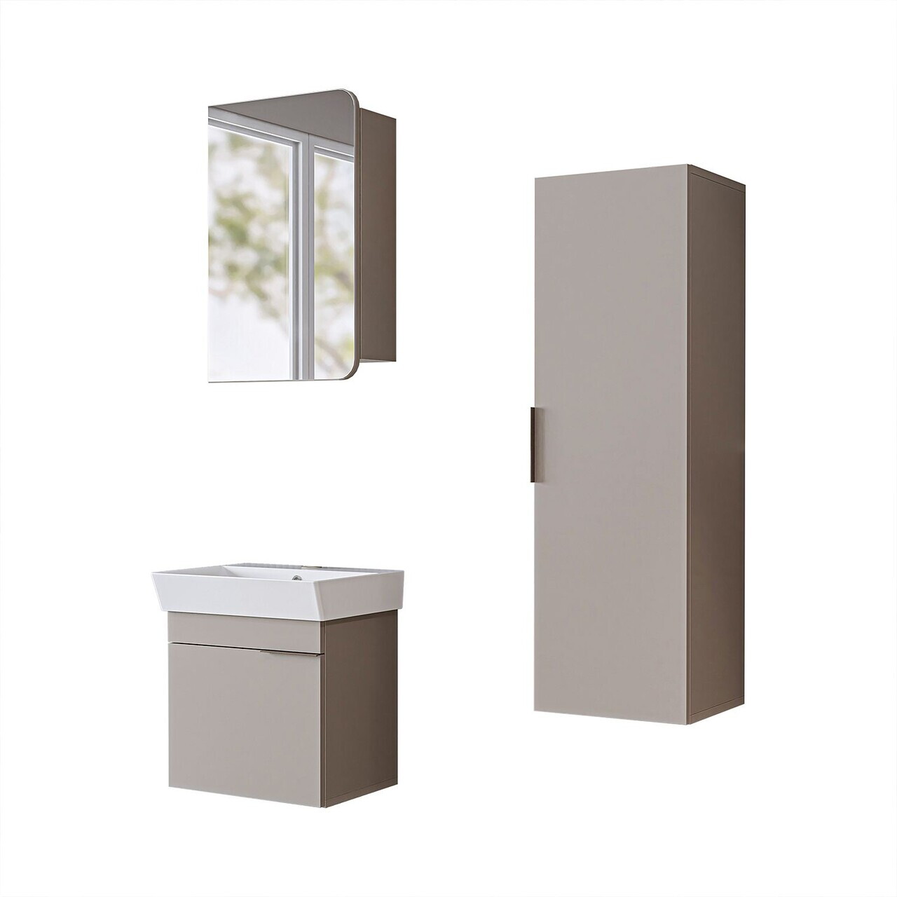 Set Dulap de Baie cu Chiuvetă și Oglindă (3 Piese), Hanah Home, 2939, PAL MELAMINAT, Gresie — imaginea 6