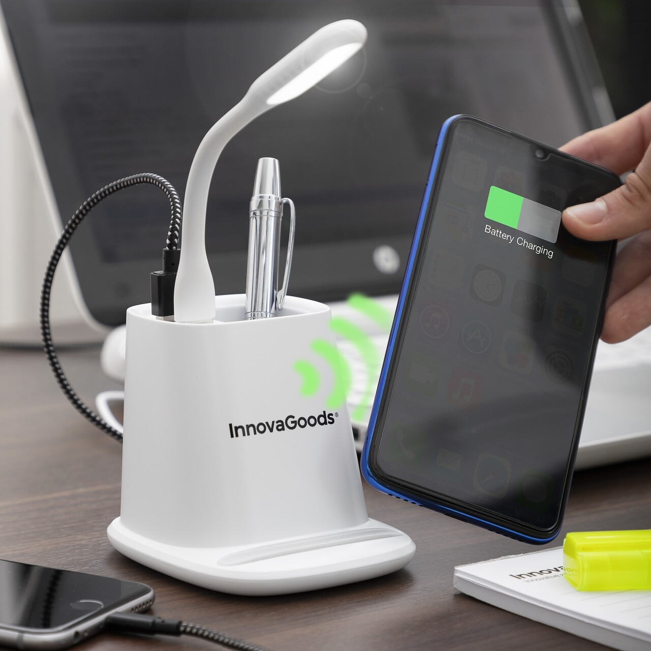 Incarcator wireless multifunctional pentru telefon 5-in-1, InnovaGoods, USB, 8.8x7x9 cm