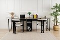 Birou, Nordure, Twin Study Desk, 240x74x60 cm, Antracit / Negru