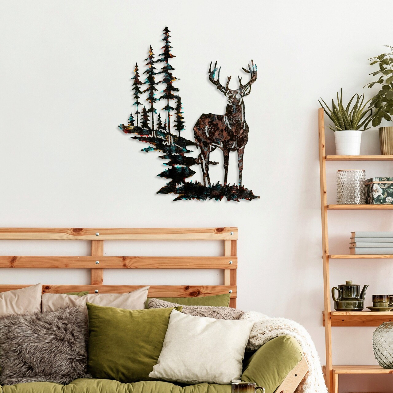 Decoratiune de perete, Deer, Metal, Dimensiune: 65 x 79 cm, Multicolor - 2 | YEO