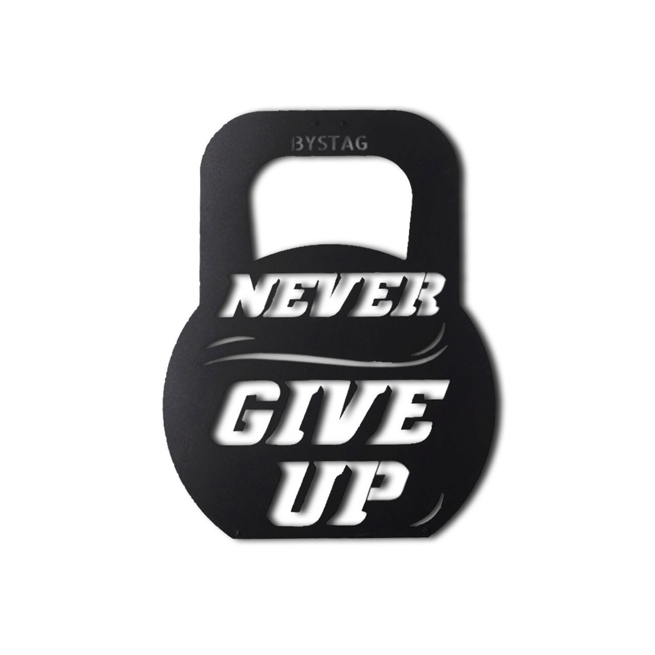 Decoratiune de perete, Never Give Up, Metal, Dimensiune: 50 x 39 cm, Negru - 1 | YEO