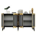 Consola, Olivia, Bare, 150x40x80 cm, PAL , Antracit / Aur