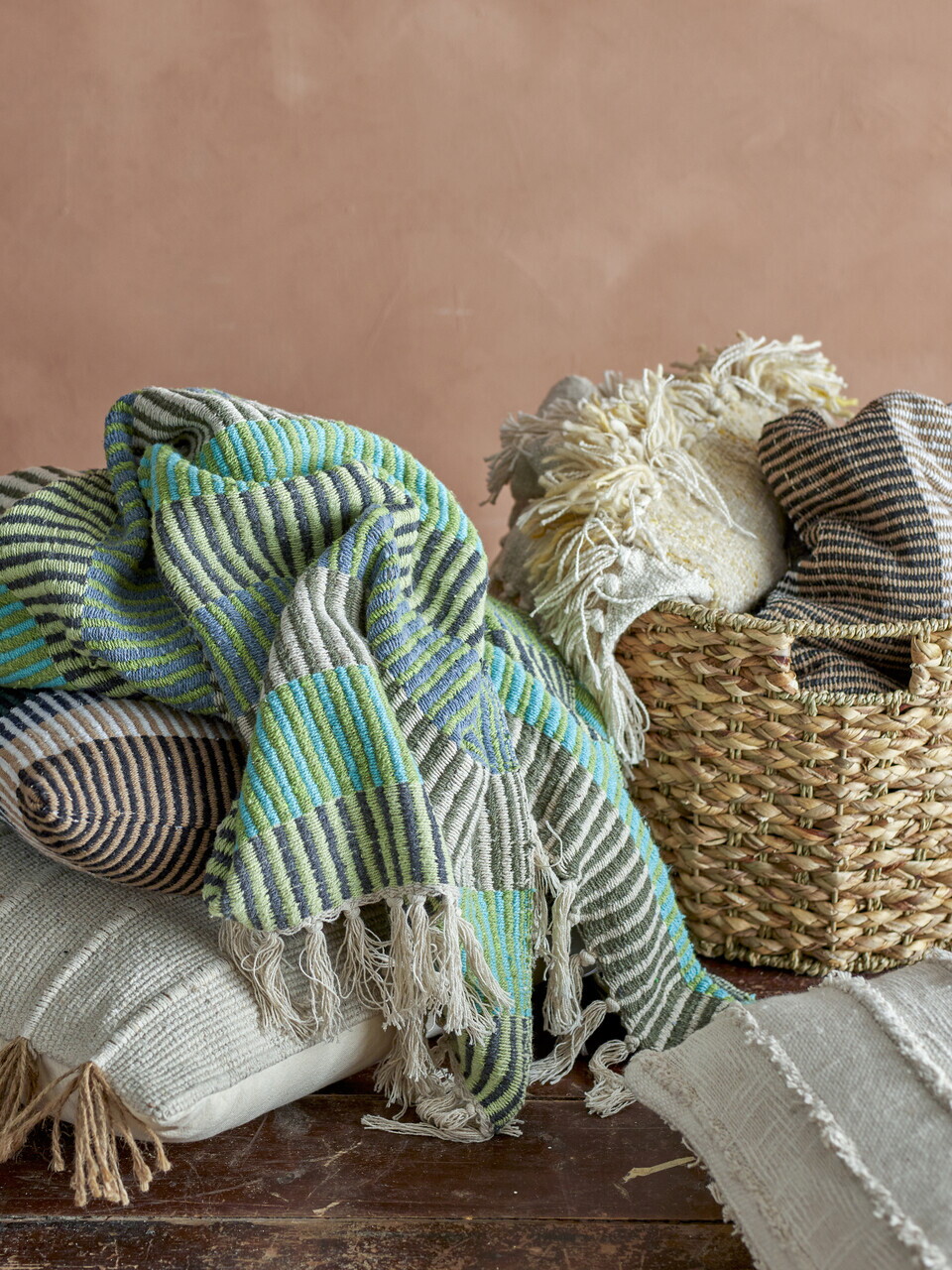 Pled, Bloomingville, Isnel Green, 130x160 cm, amestec bumbac, multicolor - imagine 3