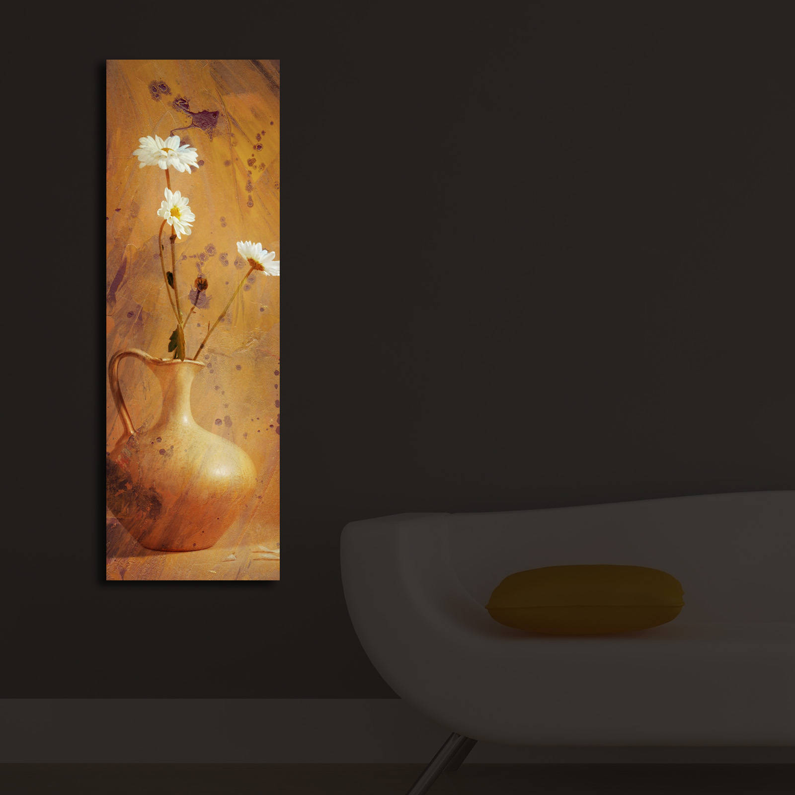 Tablou decorativ cu lumina LED, 3090İACT-31, PÂNZĂ DIN PIELE ÎNTOARSĂ, 30 x 90 cm, Multicolor