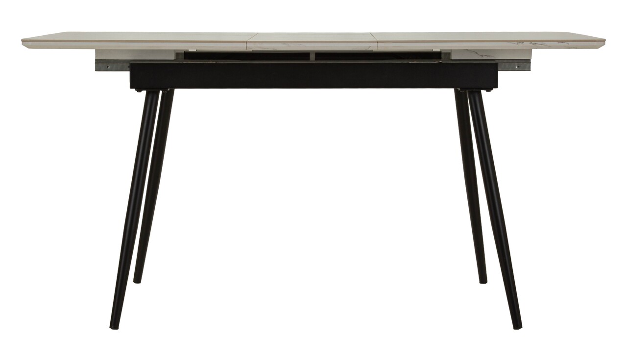 Masa extensibila dining, Mauro Ferretti, Matt, 120-150x80x75 cm, metal/ceramica, negru/alb - imagine 6
