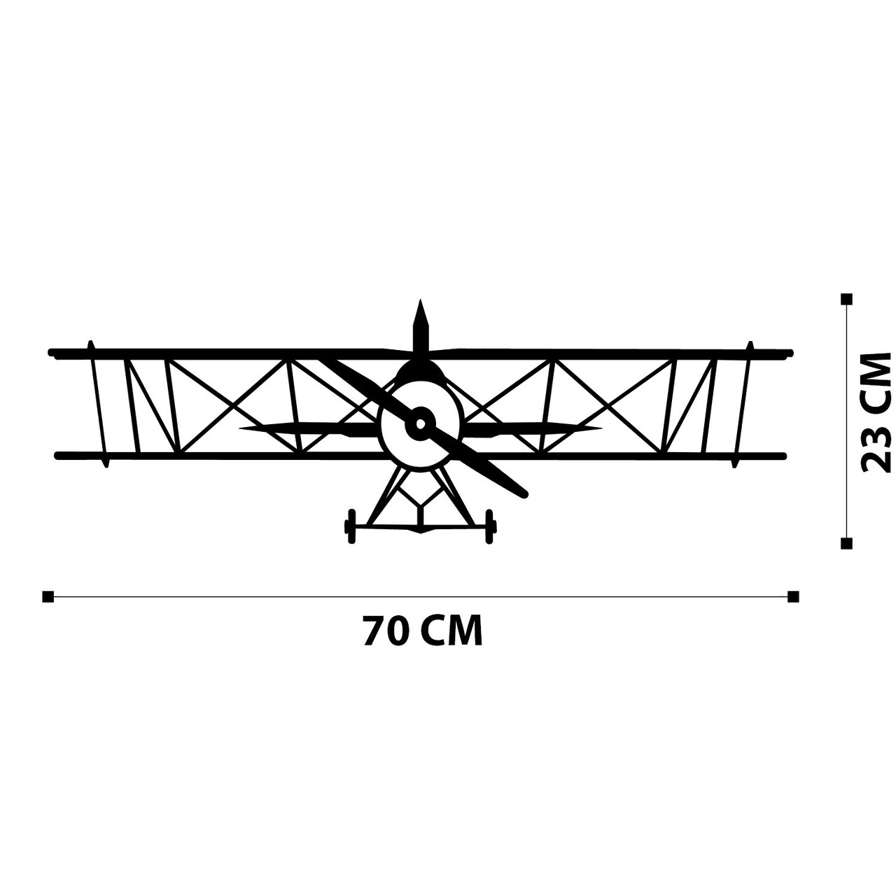 Decoratiune de perete, Airplanemetal Decor, metal, 70 x 23 cm, negru