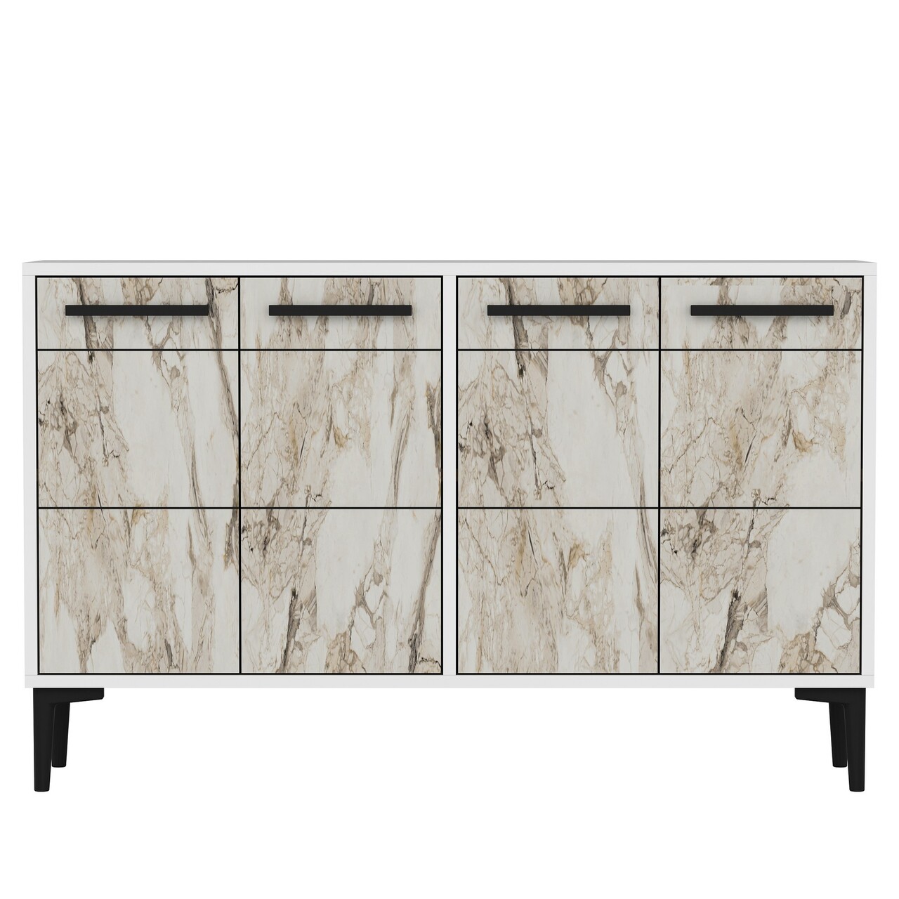 Consola, Odessa, Stria, 120x30x75 cm, PAL, Alb / Marmura