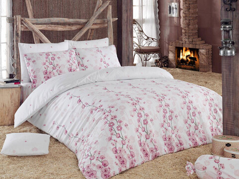 Lenjerie de pat dubla king (eu) (es), 3 piese, coretta - light pink, eponj home, 65% bumbac/35% poliester