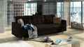 Canapea extensibila 3 locuri ELTAP, Ask12, Asgard, 233x92x93 cm, lemn/poliester, maro inchis