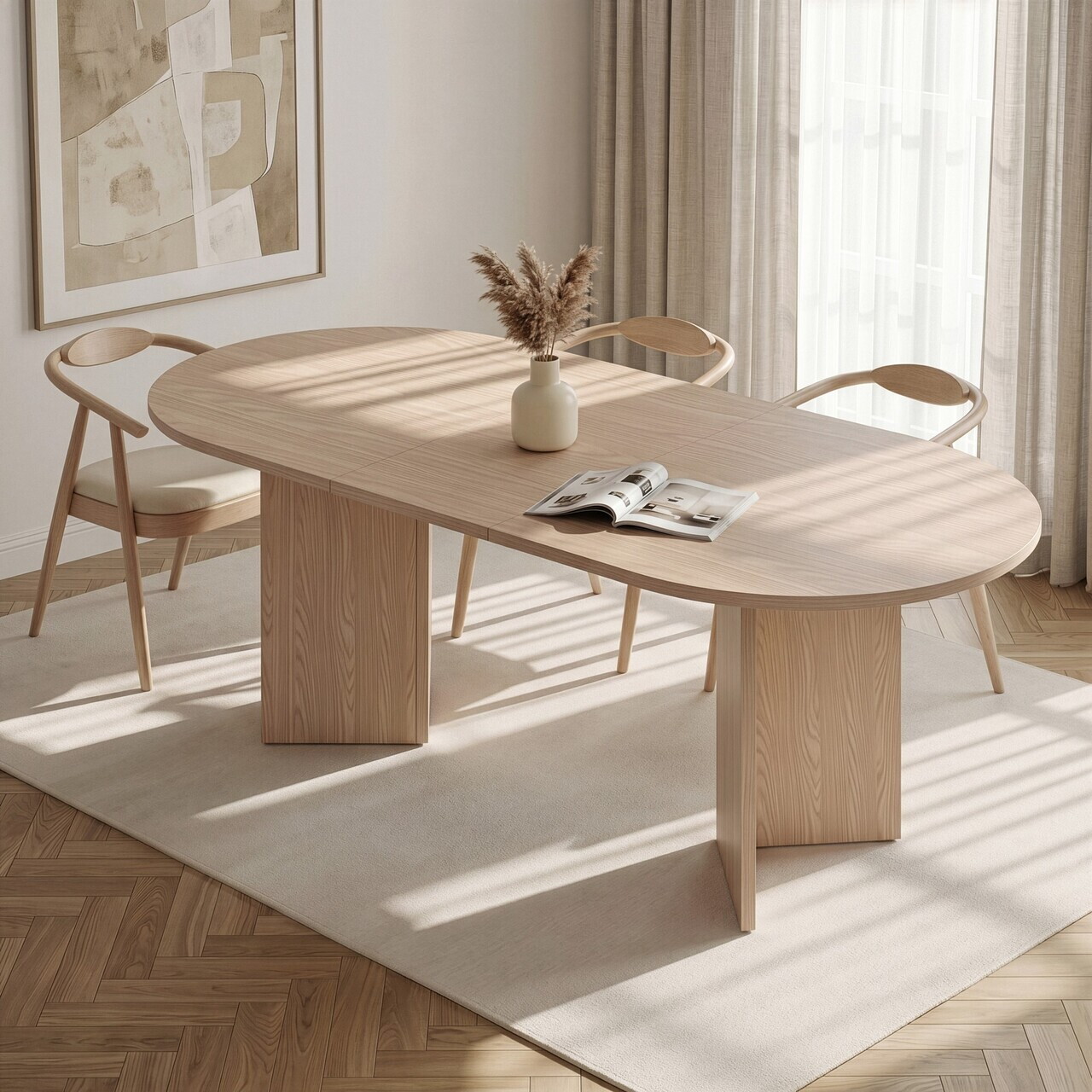 Masa extensibila, Nordure, Sorell, 160x75x90 cm, Stejar Compass
