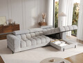 Coltar extensibil dreapta 3 locuri ELTAP, RT-03PEL, Felro, 285x181x93 cm, lemn/poliester, gri deschis