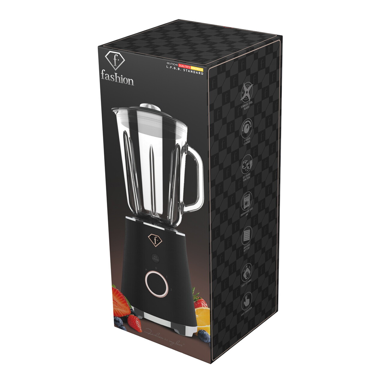 Blender de masa Fashion TV, Black Rose, 1.5L, 1000W, plastic/sticla, negru/transparent - view 14