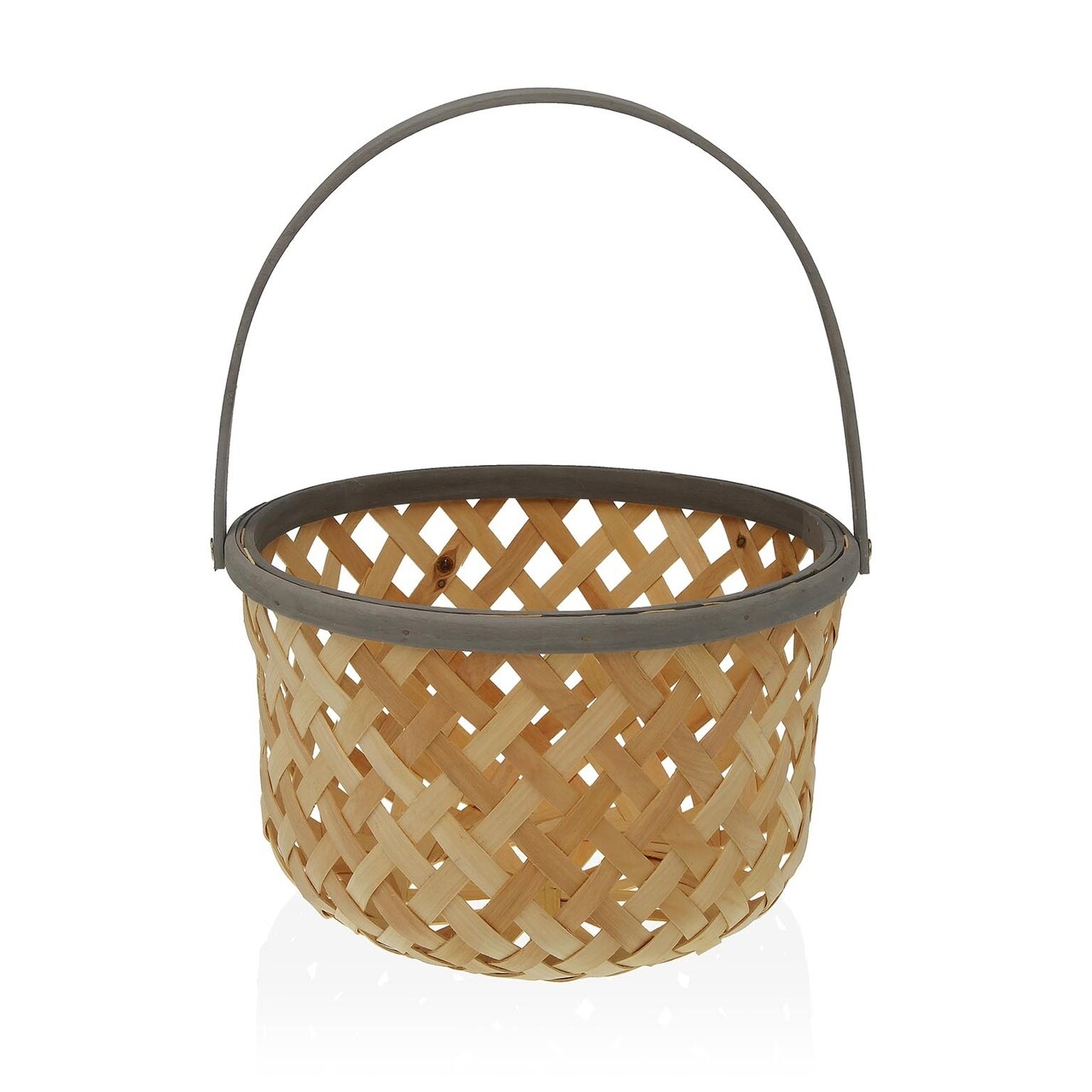 Cos pentru fructe Bamboo, Versa, 28.5 x 28.5 x 35 cm, lemn de brad, gri ...