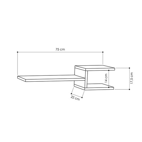 Set 2 rafturi pentru perete Fork, Decortie, 75x22x14 cm, alb