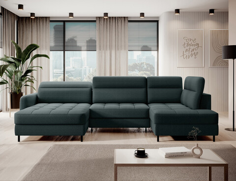 Coltar extensibil stanga 4 locuri ELTAP, LT-38MAN, Berrto, 306x165x100 cm, lemn/poliester, verde inchis