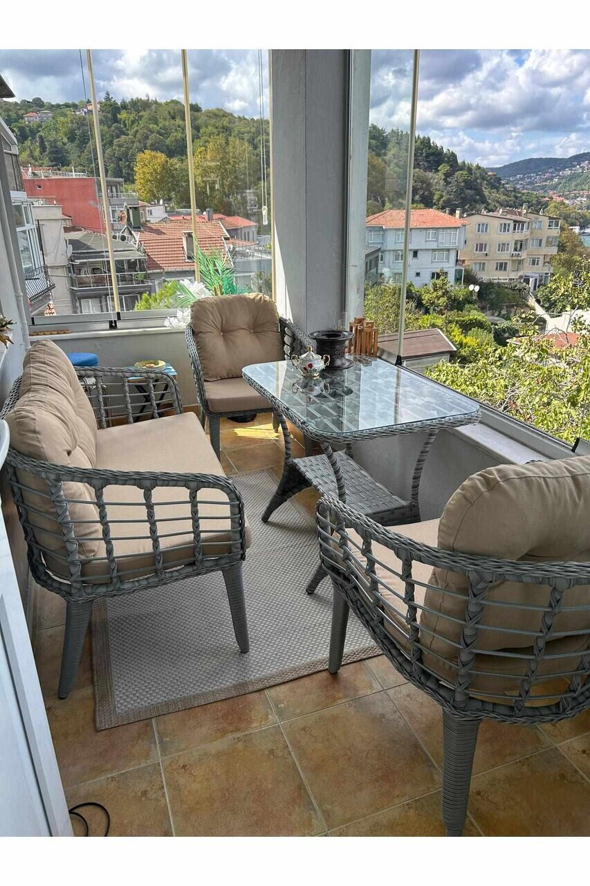 Set mobilier de gradina Hanah Home Manolya ALUMINIU Bej / Gri