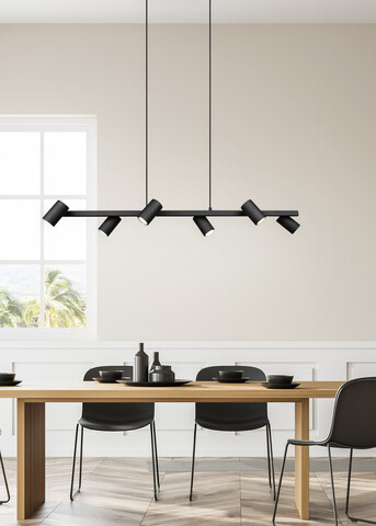 Lustra Marley, TRIO, 115x18x150 cm, 35W, 6x GU10, metal, negru mat