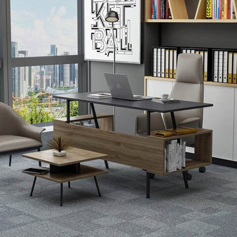 Set mobilier de birou, Lagomood, Irony Maxi Set, Antracit / Stejar Lagomood